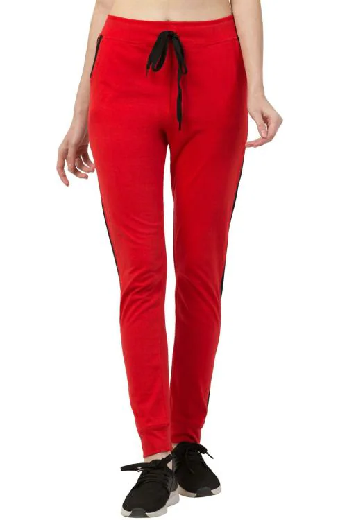 Kissero Cotton Fit Solid Women's Solid Red Track Pant |Women's Cotton Track Pants,Joggers, Gym, Active WearActive Wear, Yoga 