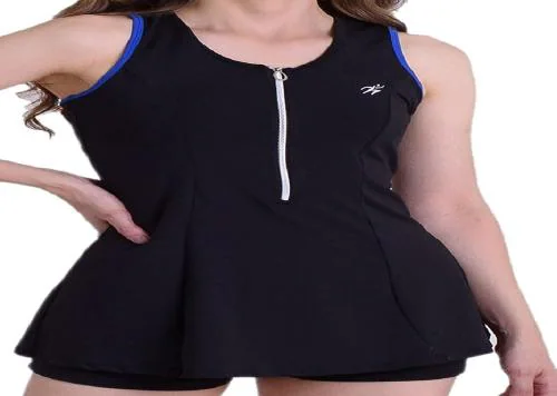 Keepfit Women Sleeveless Swim Set With Top and Boyshorts Black 3XL