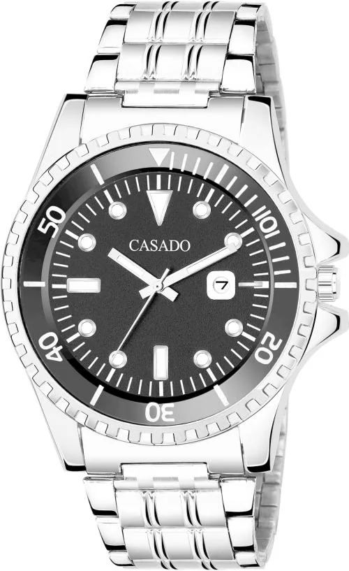 Casado Analog Black Dial Silver Strap Watch For Boys (Csd-285-Blk-Date)
