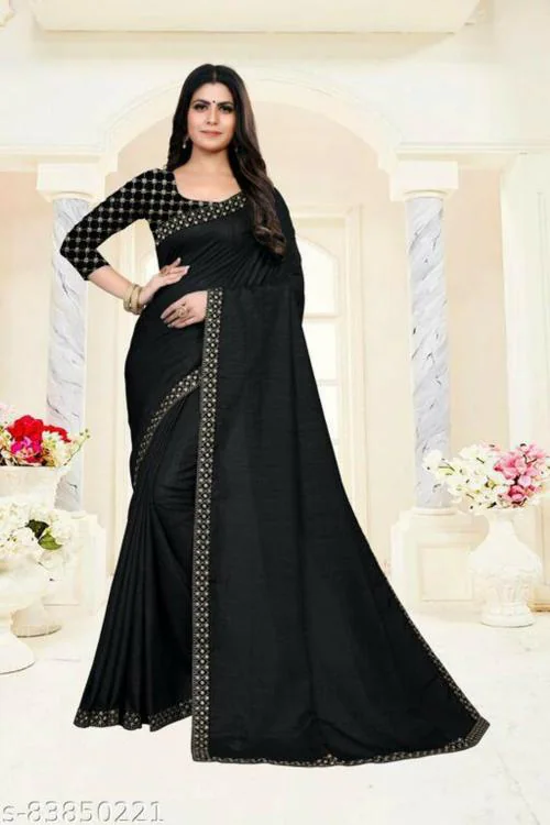 Jahal Fashion Women Black Saree