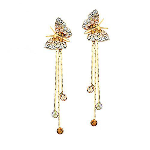 Yellow Chimes Moxie Collection Butterfly and Strings CZ Earrings Silver for Girls and Women