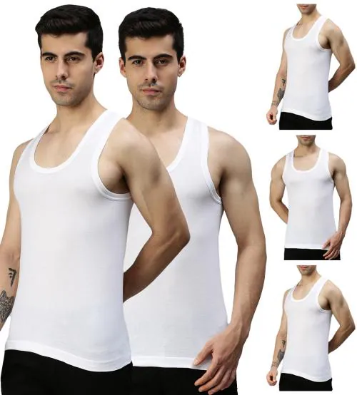 LUX Cozi White Mens Pure Cotton Vest Pack of 5