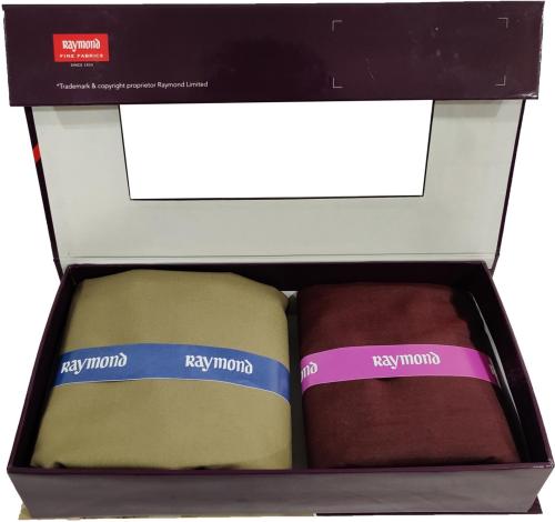 Raymond Men Brown, Maroon Solid Cotton Shirt And Trouser Fabric