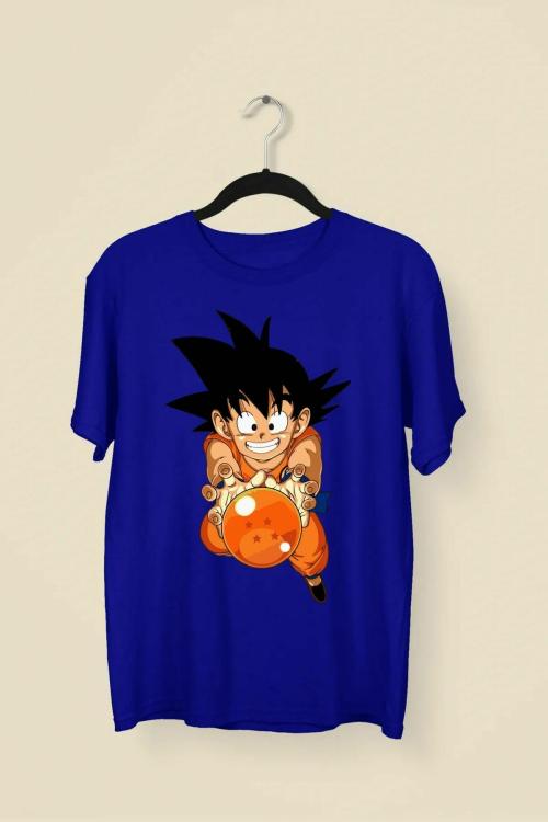 Wild Punk Goku Kid 100% Cotton Premium Unisex Printed Tshirt (Royal Blue)