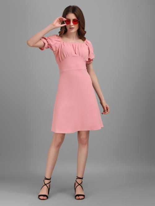 Purvaja Women Peach Color A-line Western Dress