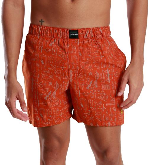FREECULTR Men's Cosmo Orange Printed 100% Cotton Boxers