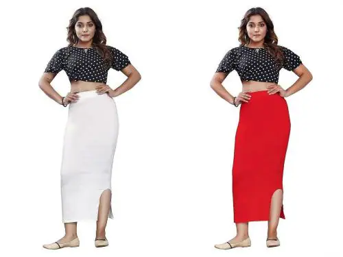 POOJARAN SAREE Cotton Lycra Saree Shapewear Petticoat for Women, Stretchable Saree Shaper Petticoat Inskirt, Shape wear Dress for Saree, Skirts