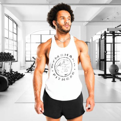 WILD THREADS Trendy Gym Vests for Men | Cool Printed Gym Fitness Sleeveless Workout Shirts | Lightweight and Moisture-Wicking tank vest | White | Size-M