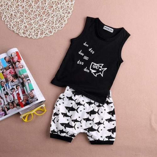 Lofn Boys and Girls Clothes Shark and Doo Doo Print Summer Cotton Kids Clothing Set, size (4 to 5 Years)