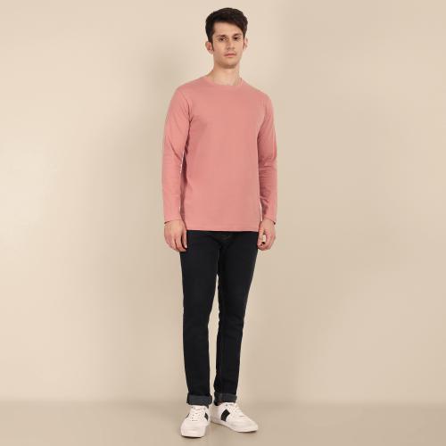 Tom Hiddle Mens solid full sleeve Premium cotton Tshirts | Pack of 1 | Pink | L