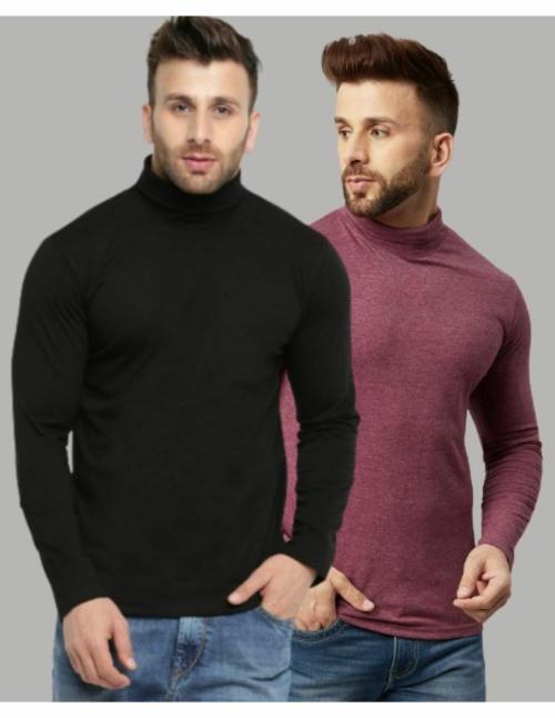 Gristones Men Full Sleeve High Neck Cotton Blended T-Shirt Pack of 2