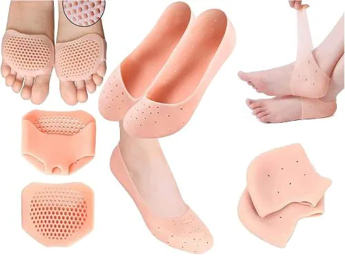 DJ FINDER Pack of 6 (Combo 3 Pairs) Silicon Gel Heel pad Socks for Pain Relief Anti Crack Silicone Socks For Women Silicone Heel Pad For Feet Cushions for Bone Spurs, Heel Spurs (Foot Toe Heel Socks - 3 Pair)