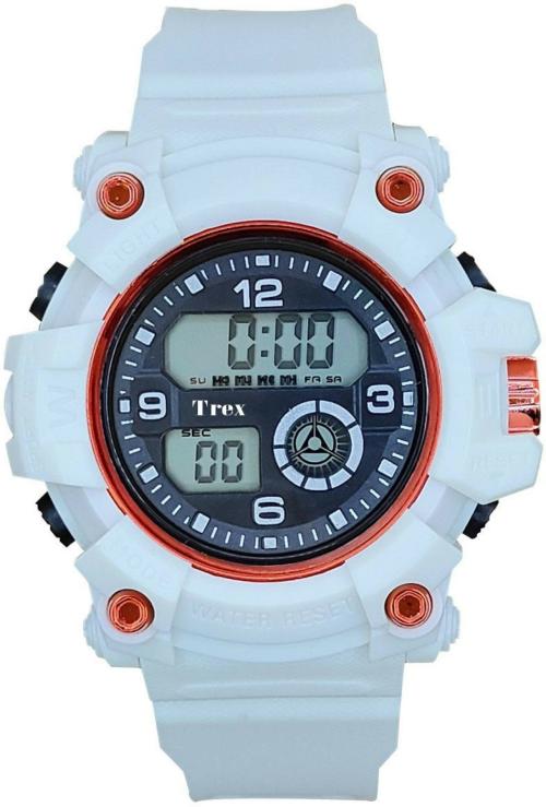 Trex Digital Sports Red Dail White Strap Watch for Boys and Girls