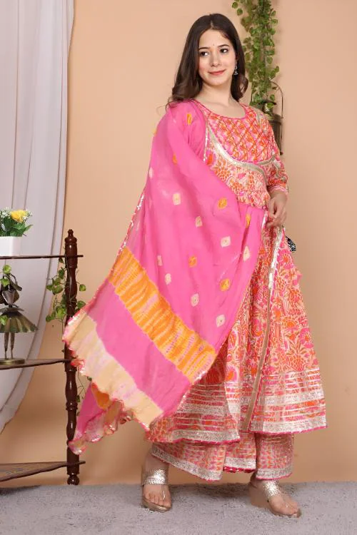 LABEL PEHNAVA KURTI PLAZO DUPATTA SET@M