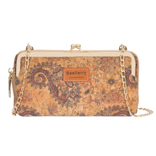 Vismiintrend Fashion Cork Leather Long Zipper Wallet with Mobile Phone Clutch for Women and Girl | Sling Bag | Shoulder | Purse | Bags for Women | Gift for Women | Daily Use | Secret Santa Gift | Gift for Girls - Leaf Wallet