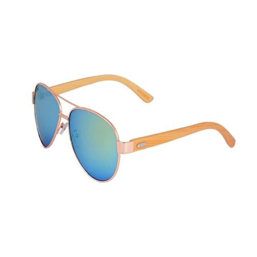 Wood Aviator Sunglasses (Men & Women) - Yellow Blue_For Women
