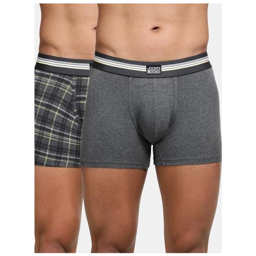 Jockey Men's Super Combed Cotton Elastane Stretch Printed Trunk with Ultrasoft Waistband ASSTD (Pack of 2)
