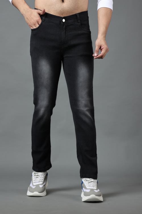 Buy EditLook Men's Black Wash Blended Denim Slim Fit Jeans Online at
