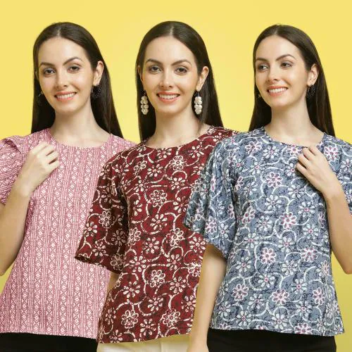 Poshyaa Tops for women western wear party wear tops for women crepe stylish combo pack 3 s to xl size