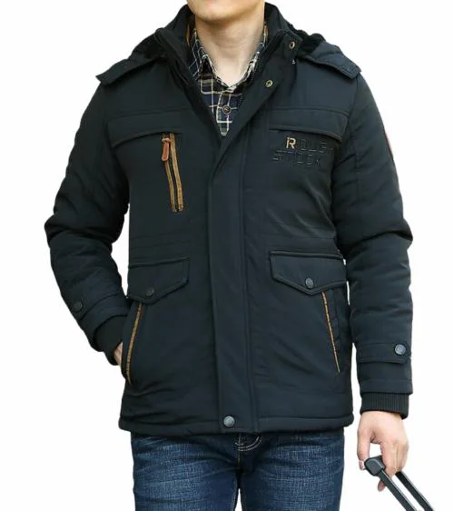 L'MONTE Imported Men's Winter wear Casual Fleece Lining Parka Jackets with Detachable Hood for Men(XXXL, Black)