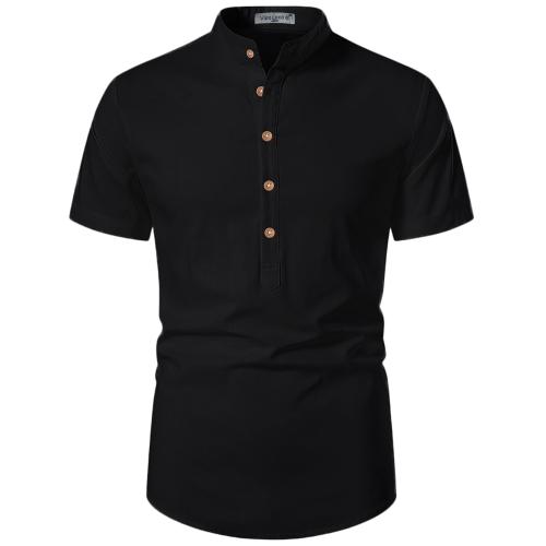 Vida Loca Cotton Black Color Half Sleeve Casual Mandarin/Chinese Collor Slim Fit Short Kurta For Men and Boys