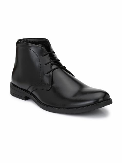 Hirel's Men's Black Semi Ankle Formal Shoes