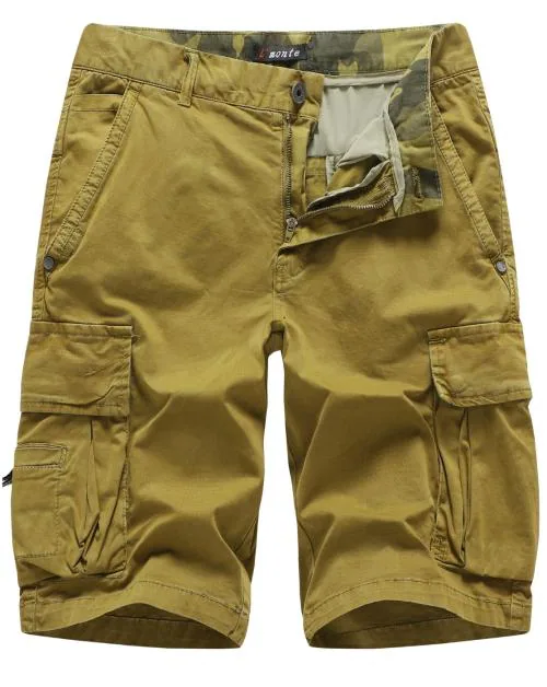 L'MONTE Imported Men's Relaxed Fit Outdoor Multi-Pocket Cotton Casual Cargo Shorts for Man (30, Khaki)