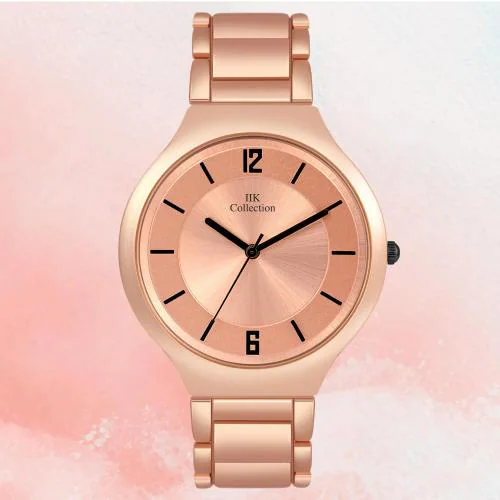 IIK COLLECTION Rose Gold Dial Rose Gold Stainless Steel Watch for Women & Girls (IIK-3144W)