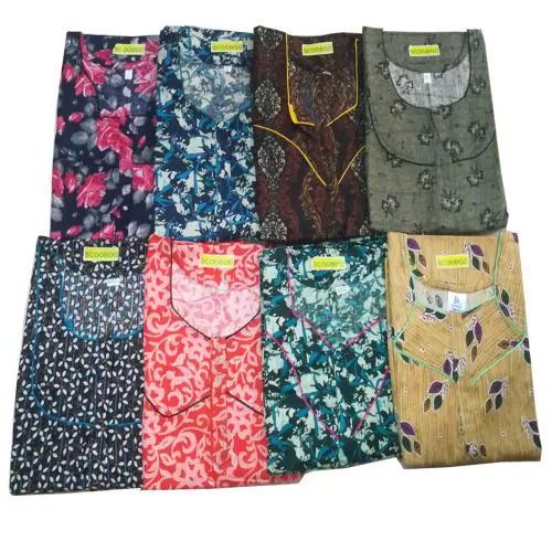 Scooboo xxxl cotton zip multi colour nighty with pack of any 2 designs