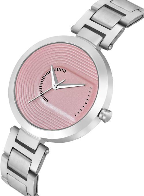 Missfox Pink Dial Women Watches Ladies Wrist Watch for Girls Style Analog Fashion Female Watch with Silver Color Chain Strap Stylish Girls Watch New Model