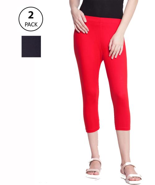 Dollar Missy Women Pack of 2 Capri- Black & Red