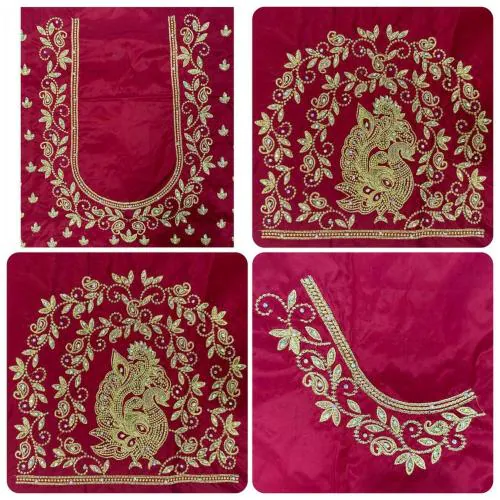 VLipcartz Women Embroidery Unstitched designed Blouse Material Cotton Silk Free size