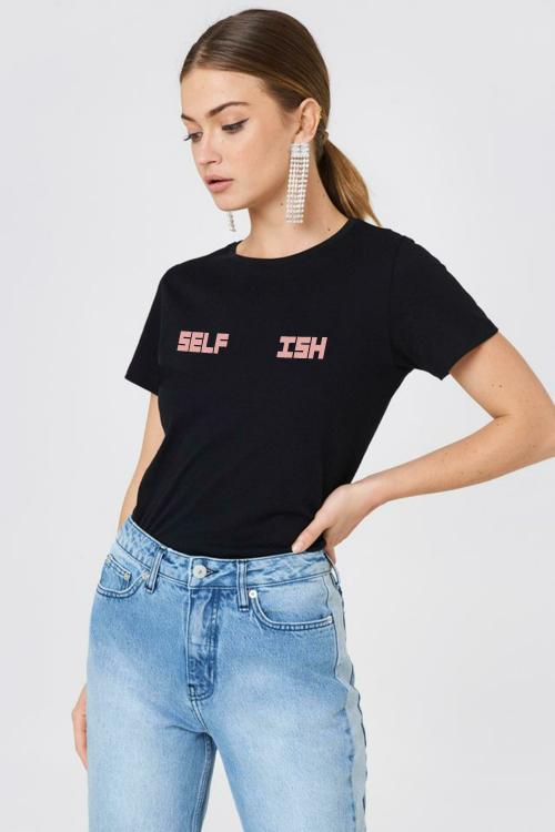 Young Trendz Women Black Printed Round Neck T-shirt