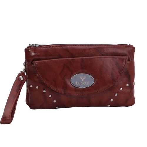 LuckOn Tan Leather Clutch Bag 027