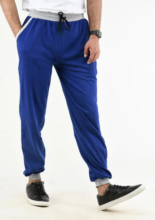 IndiWeaves Mens Cotton Solid Lower Track Pants {Pack of 1} Blue JioMart