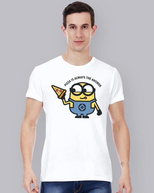 Young Men Minions Printed White Tshirt