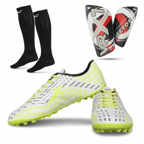 Vector X Combo of X-Force Shoe, Pair of Shin Guard & Pair of Stockings Football Kit