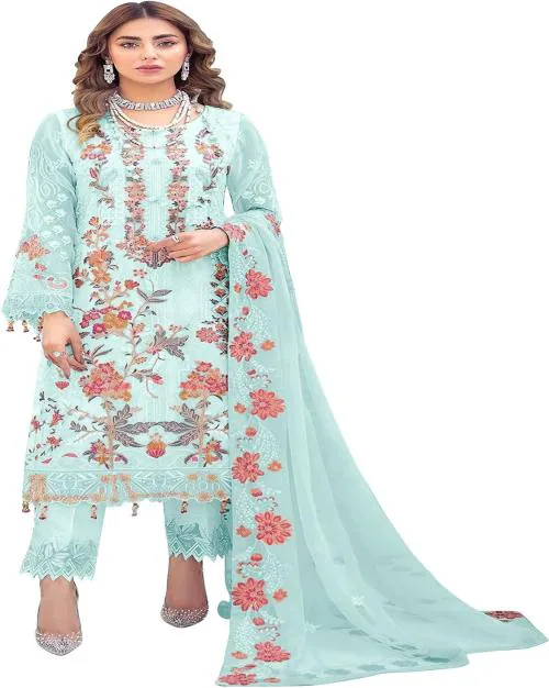 Heavy Fox Georgette With Sequence And Stone Work Dress Material