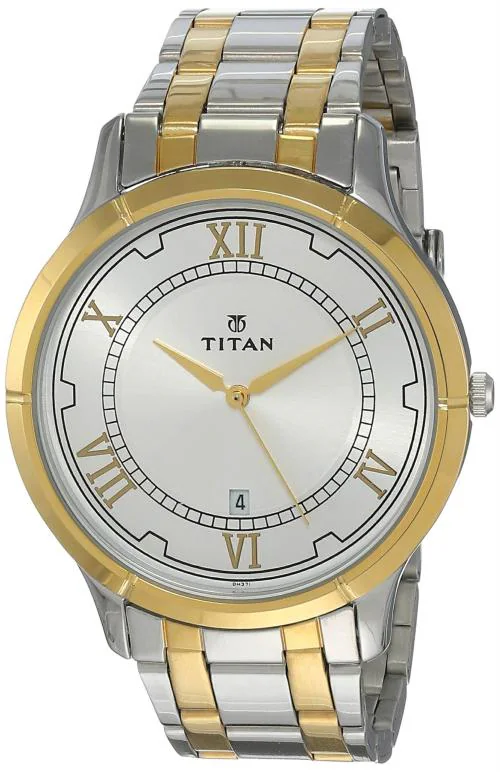 Titan Analog Dial Silver Band Gold Karishma Watch-Nl1775Bm01 For Men