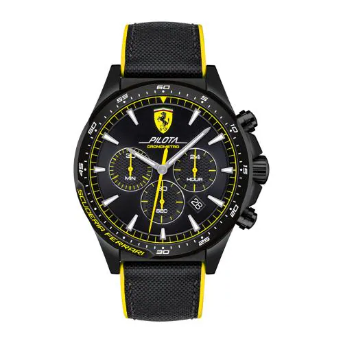 SCUDERIA FERRARI PILOTA Chronograph Black Round Dial Men's Watch- 0830622