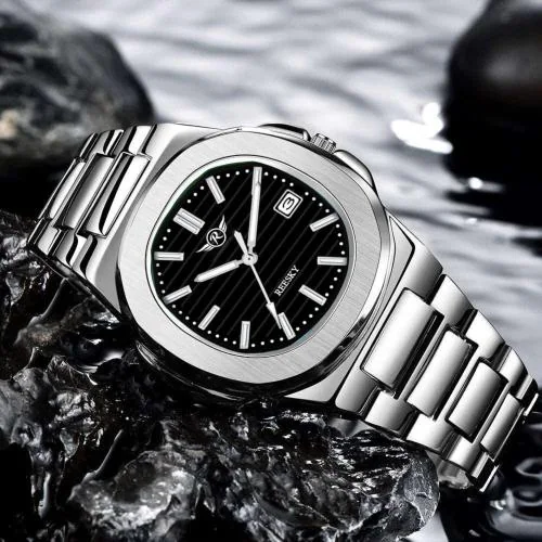 REESKY Swiss Made Quartz Black Dial Analog Watch - For Men