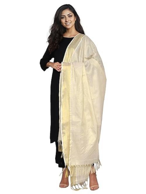 Fashily Women's Cotton Dupatta Gold Kasavu
