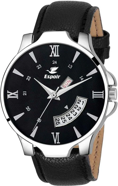 Espoir Men Black Dial Black Strap Analog Watch