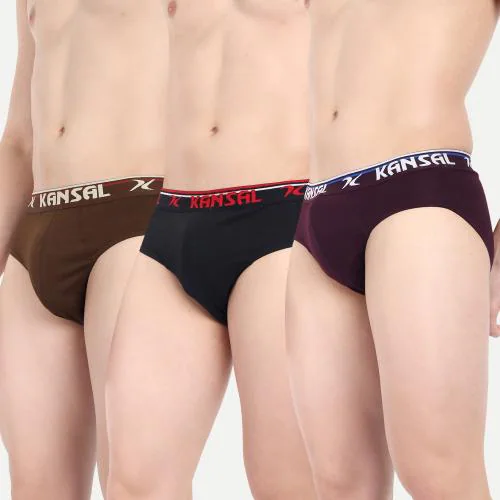 KANSAL Men's Pure Cotton Briefs - 90cm; Pack of 3