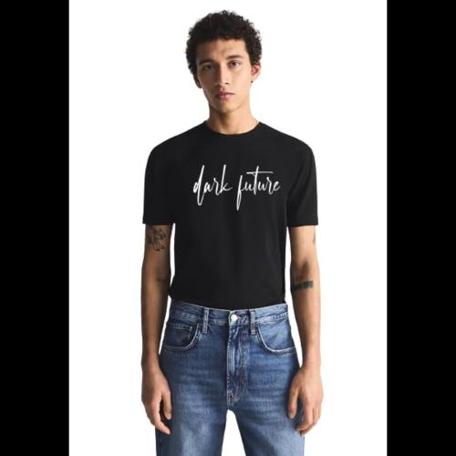 DenJeans Men's Dark Future Graphic Printed 100% Cotton T-Shirt - Regular Fit, Round Neck, Half Sleeves