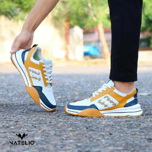 VATELIO Men's Tan Brown Synthetic Lace-up Smarfit and Lightweight Sports Shoes