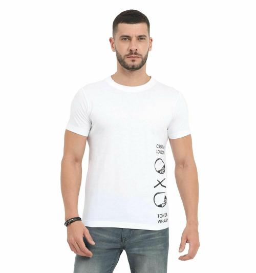 E4A Men Oxo White Graphic Printed Cotton Men (M)