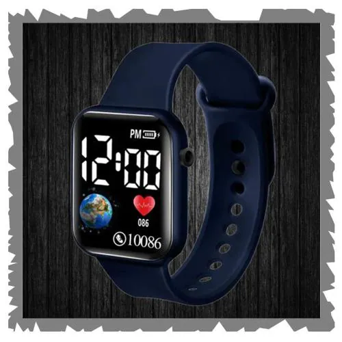 Acnos Blue Color Luminous LED Display Digital Waterproof Sports Square Led Watch For Men and boys