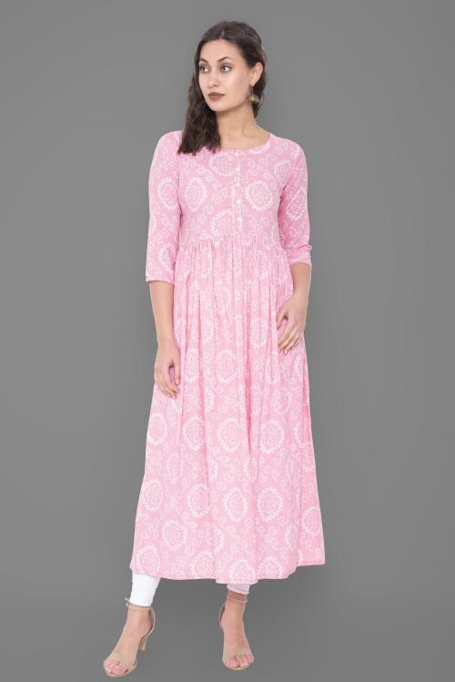 Gulmohar Jaipur Women Pink Printed Pure Cotton Kurta