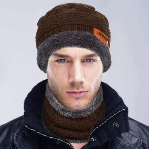 Buy EMPOISON Winter Unisex Woolen cap and muffler (Neck Warmer )Brown ...